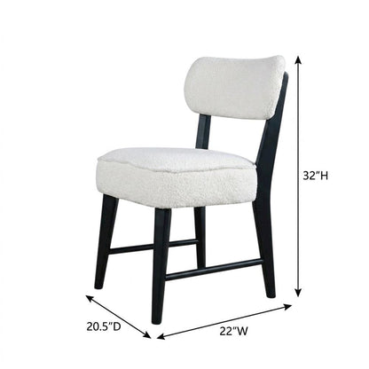 Boucle Upholstered Mid-Century Modern Dining Chairs, Black, Set of 2