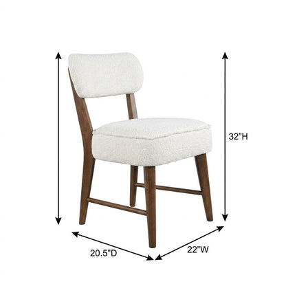 Boucle Upholstered Mid-Century Modern Dining Chairs, Walnut, Set of 2