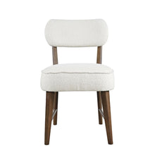 Boucle Upholstered Mid-Century Modern Dining Chairs, Walnut, Set of 2