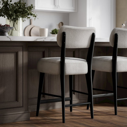 Wes Mid-Century Modern Boucle Upholstery Counter Barstool (Set of 2)