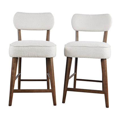 Wes Mid-Century Modern Boucle Upholstery Counter Barstool (Set of 2)