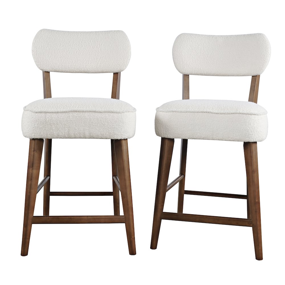 Wes Mid-Century Modern Boucle Upholstery Counter Barstool (Set of 2)