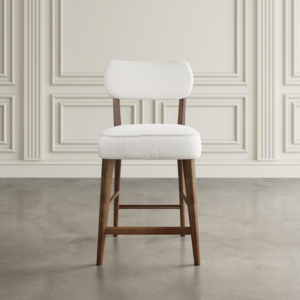 Wes Mid-Century Modern Boucle Upholstery Counter Barstool (Set of 2)