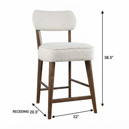 Rubberwood Boucle Counter Height Bar Stools with Set of 2, Walnut