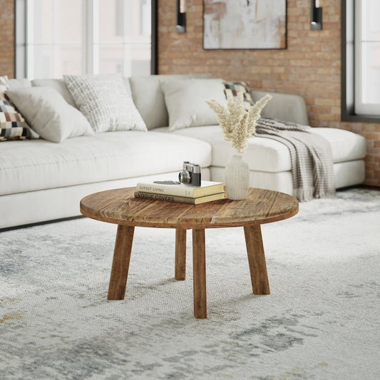 Reclamation 36" Round Rustic Reclaimed Solid Wood Coffee Table