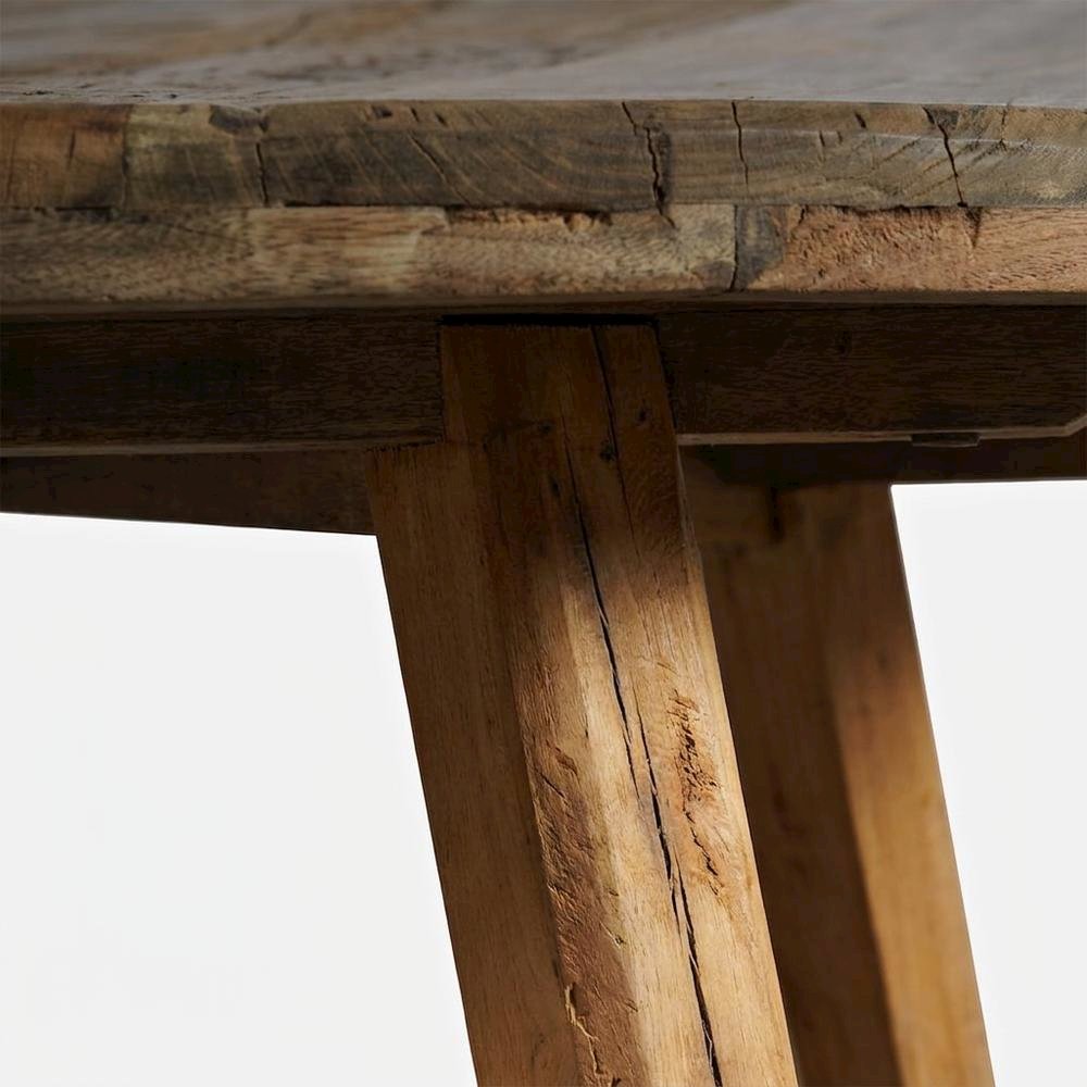 Solid Wood Round Rustic Farmhouse Coffee Table, Distressed Finish, Rustic Brown