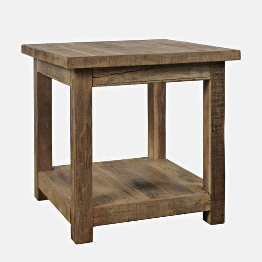Reclamation Rustic Reclaimed Solid Wood Square End Table with Storage Shelf