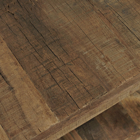Reclamation Rustic Reclaimed Solid Wood Square End Table with Storage Shelf