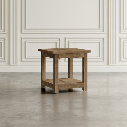 Reclamation Rustic Reclaimed Solid Wood Square End Table with Storage Shelf