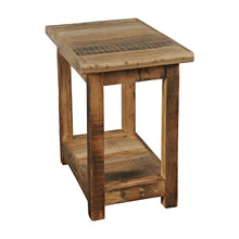 Solid Wood Distressed Rustic Chairside End Table with Storage, Unfinished Brown