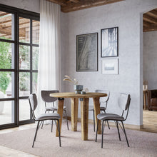 Five Piece Round Rustic Reclaimed Solid Wood Round Dining Set