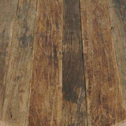Solid Acacia Mango Wood Round Farmhouse Dining Table, Distressed, Rustic Brown