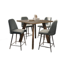 42" Square Five Piece Solid Wood Counter Height Upholstered Dining Set