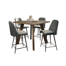 42" Square Five Piece Solid Wood Counter Height Upholstered Dining Set