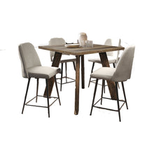 42" Square Five Piece Solid Wood Counter Height Upholstered Dining Set
