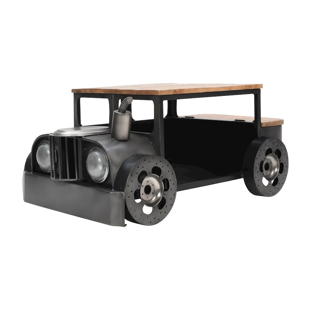 Roadie 41" Vintage Truck Solid Wood and Metal Unique Coffee Table with Storage