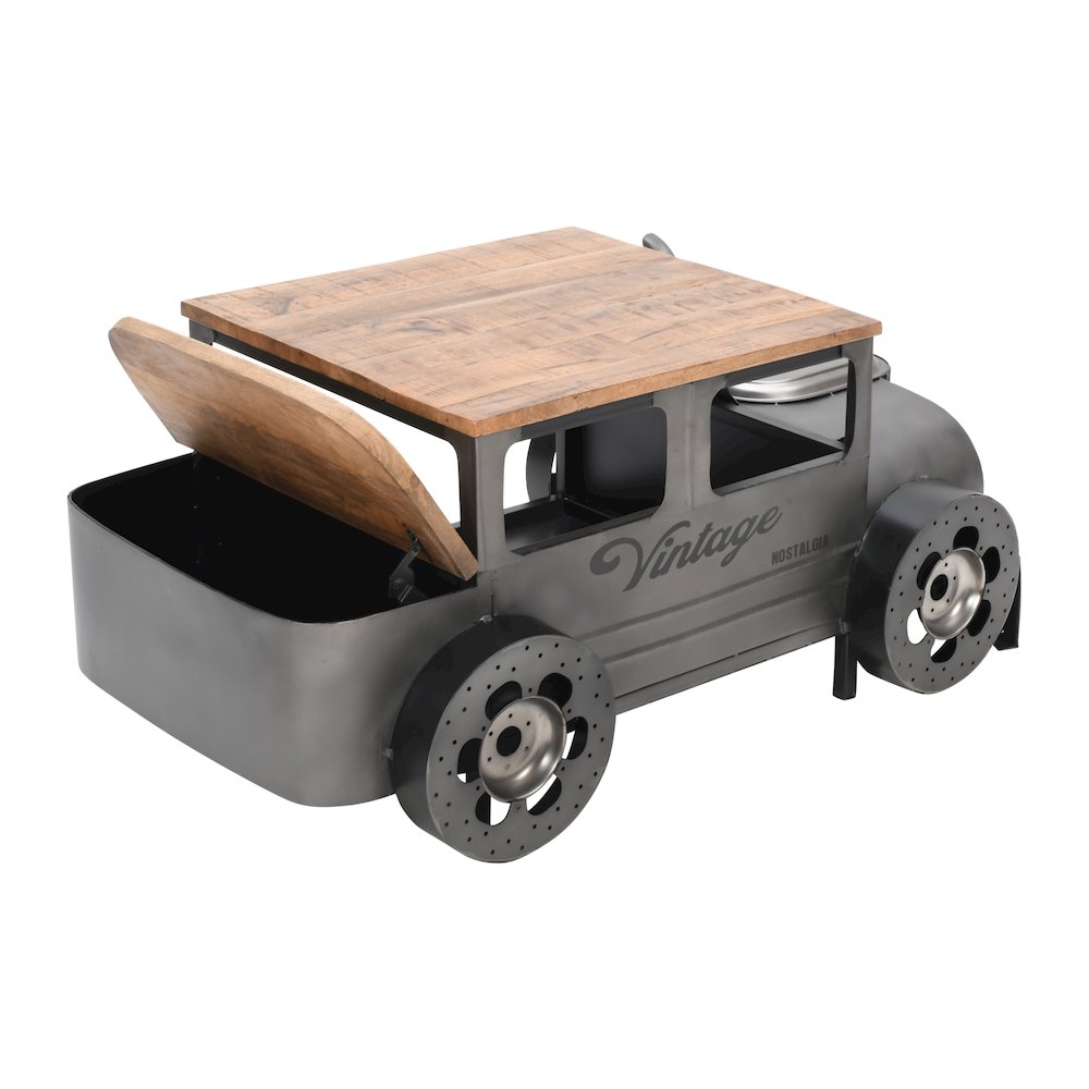 Roadie 41" Vintage Truck Solid Wood and Metal Unique Coffee Table with Storage