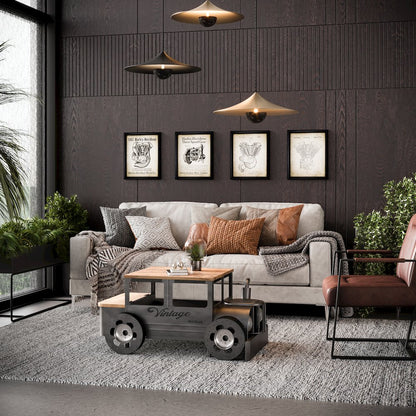 Roadie 41" Vintage Truck Solid Wood and Metal Unique Coffee Table with Storage