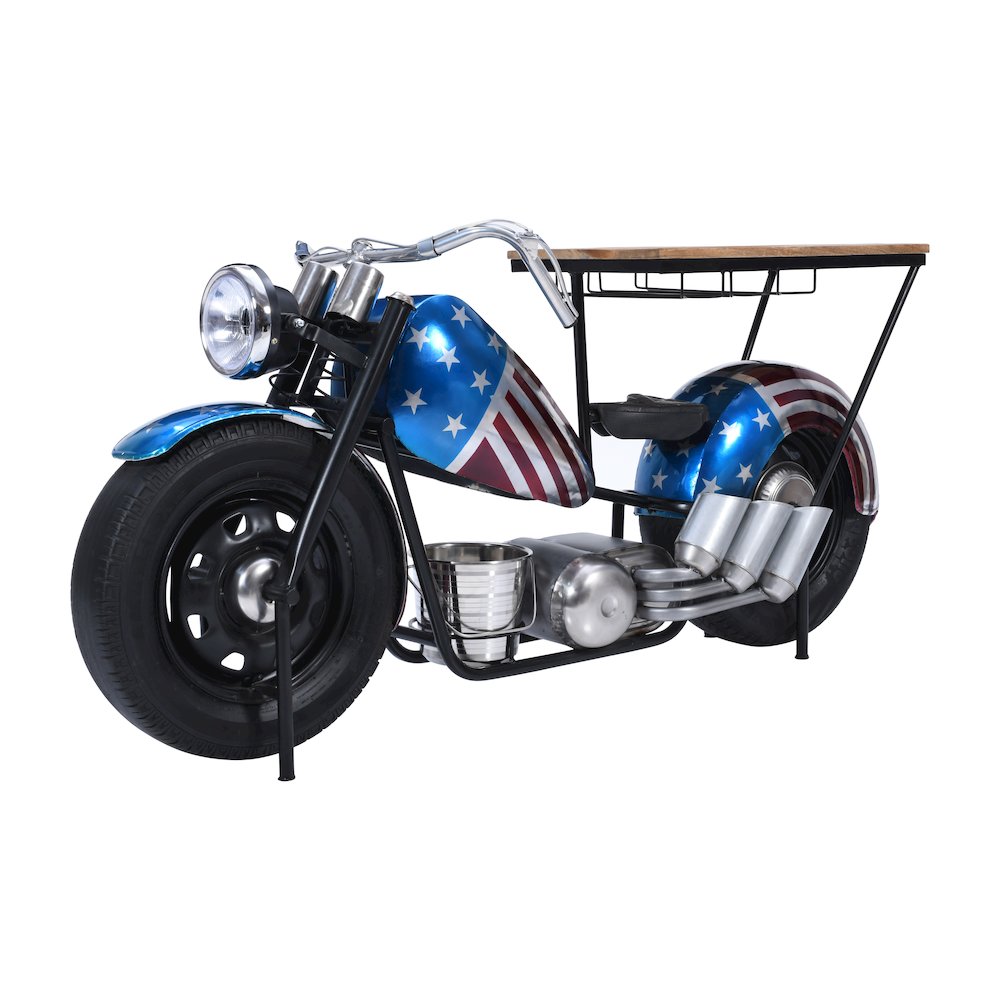 70" Patriotic American Flag Motorcycle Bar Console Table