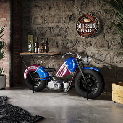 70" Patriotic American Flag Motorcycle Bar Console Table