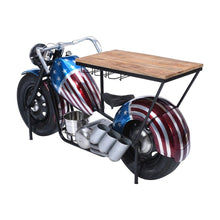 Distressed Mango Wood Iron Industrial Console Table with Wine Rack, Brown