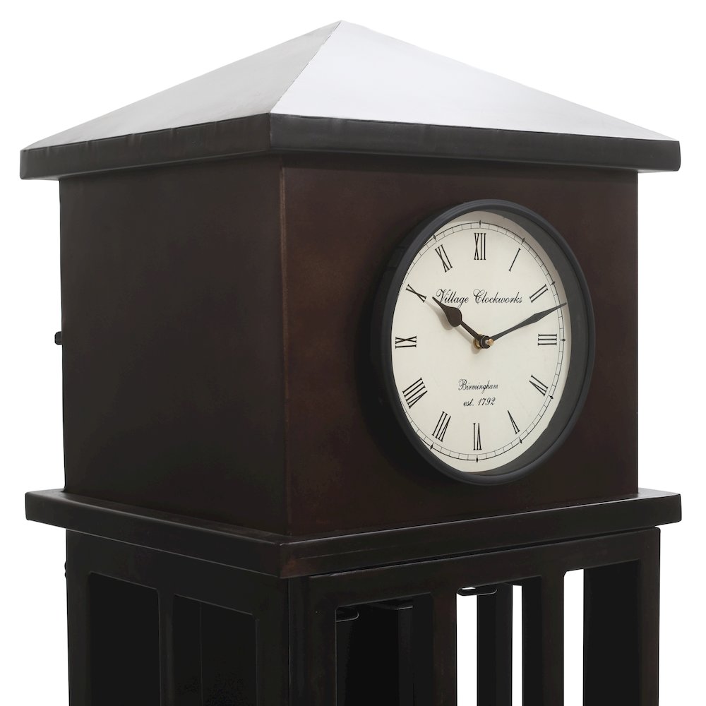 Watchtower Vintage Clock Lounge Bar Cabinet with Wine Rack and Storage