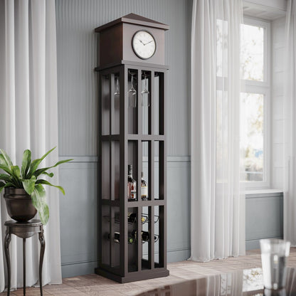 Watchtower Vintage Clock Lounge Bar Cabinet with Wine Rack and Storage