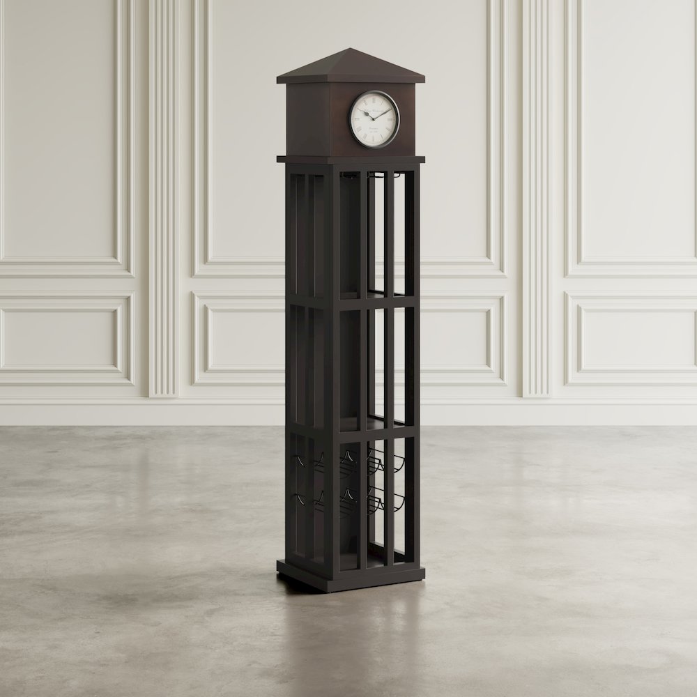 Watchtower Vintage Clock Lounge Bar Cabinet with Wine Rack and Storage