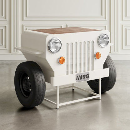 Weekender Vintage Military Vehicle Console Table Lounge Home Bar with Wine Rack