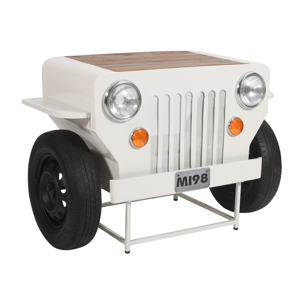 Weekender Vintage Military Vehicle Console Table Lounge Home Bar with Wine Rack