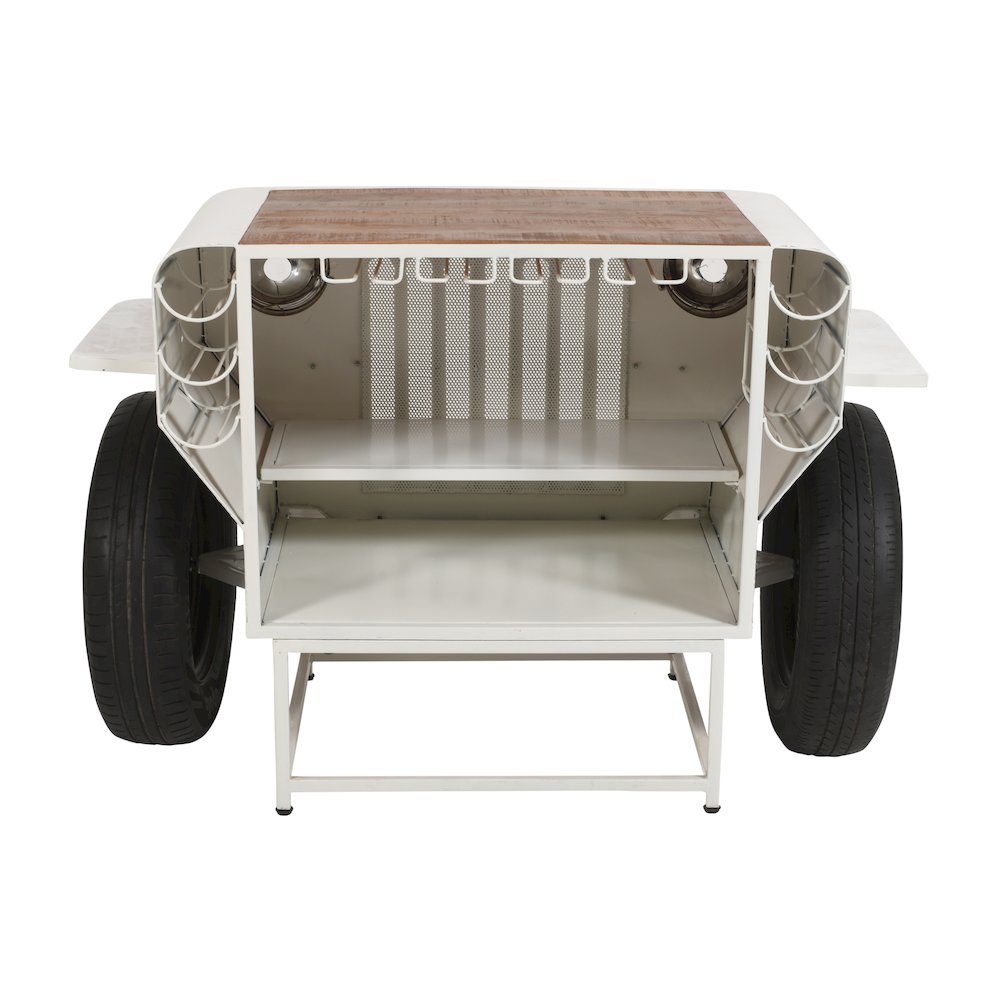 Weekender Vintage Military Vehicle Console Table Lounge Home Bar with Wine Rack