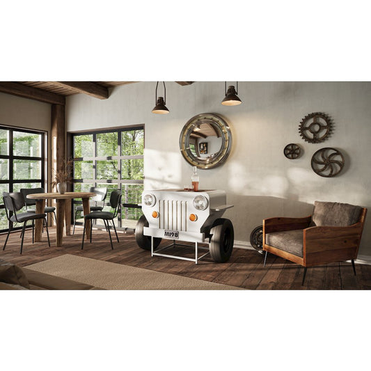Weekender Vintage Military Vehicle Console Table Lounge Home Bar with Wine Rack