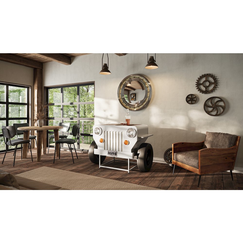 Weekender Vintage Military Vehicle Console Table Lounge Home Bar with Wine Rack
