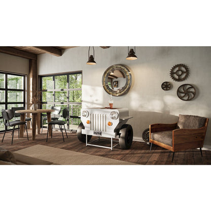 Weekender Vintage Military Vehicle Console Table Lounge Home Bar with Wine Rack