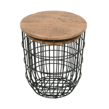 Global Archive Nested Storage Solid Wood and Metal Basket End Tables (Set of 2)