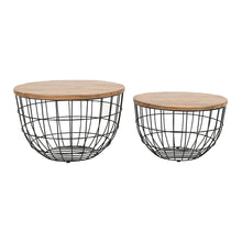 Rondo Nested Storage Solid Wood and Metal Basket Coffee Tables (Set of 2)