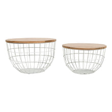 Rondo Nested Storage Solid Wood and Metal Basket Coffee Tables (Set of 2)