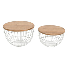 Rondo Nested Storage Solid Wood and Metal Basket Coffee Tables (Set of 2)