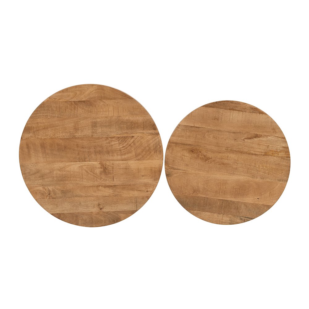 Rondo Nested Storage Solid Wood and Metal Basket Coffee Tables (Set of 2)