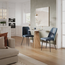Nolan Luxury Mid-Century Modern 30" Round Marble and Wood Pedestal Dining Table
