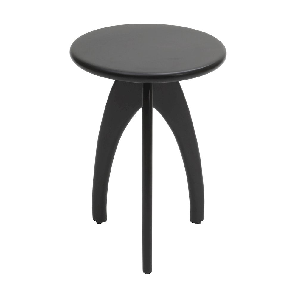 Aero Curved Space Age Round Mid-Century Modern Solid Wood Accent End Table