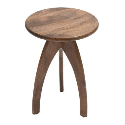 Aero Curved Space Age Round Mid-Century Modern Solid Wood Accent End Table