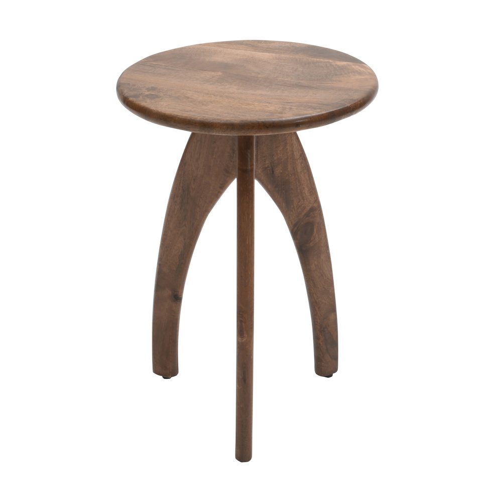 Aero Curved Space Age Round Mid-Century Modern Solid Wood Accent End Table