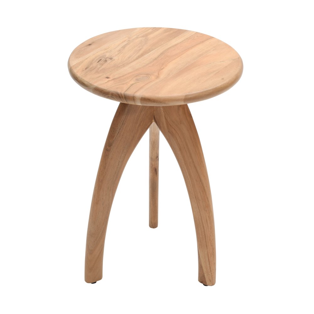 Aero Curved Space Age Round Mid-Century Modern Solid Wood Accent End Table