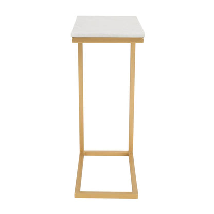 Aurora Solid Marble Modern Luxury Glam Accent C-Table (Set of 2)