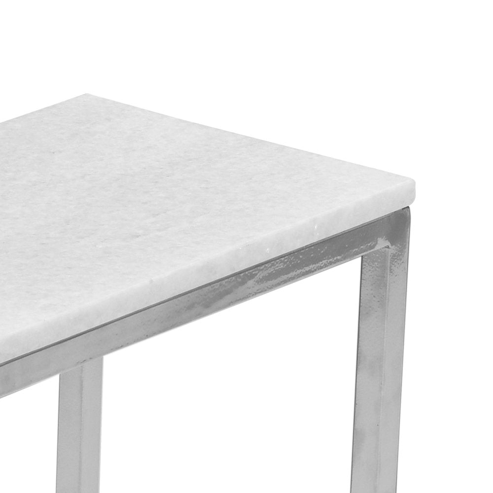 Aurora Solid Marble Modern Luxury Glam Accent C-Table (Set of 2)