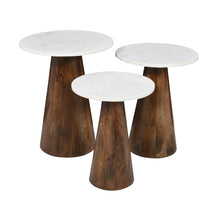 Nolan Marble Top Three Pack Solid Wood Accent Table Set