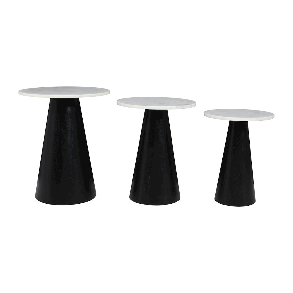 Nolan Marble Top Three Pack Solid Wood Accent Table Set