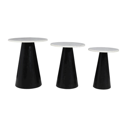 Nolan Marble Top Three Pack Solid Wood Accent Table Set