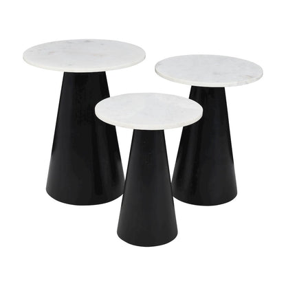 Nolan Marble Top Three Pack Solid Wood Accent Table Set